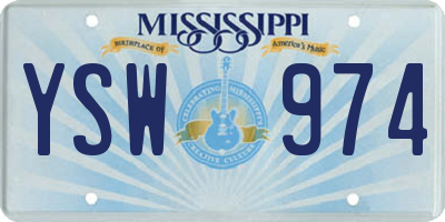 MS license plate YSW974