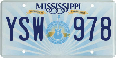 MS license plate YSW978