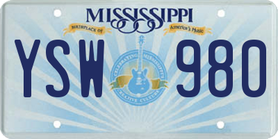 MS license plate YSW980