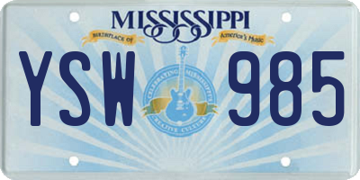 MS license plate YSW985