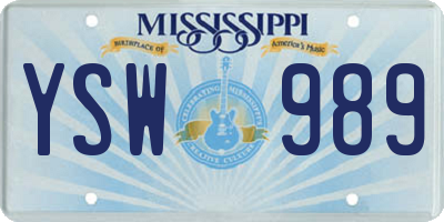 MS license plate YSW989