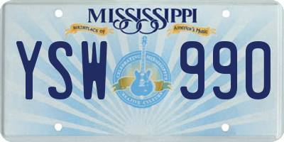 MS license plate YSW990