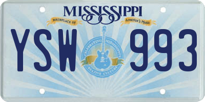 MS license plate YSW993