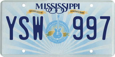 MS license plate YSW997