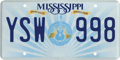 MS license plate YSW998