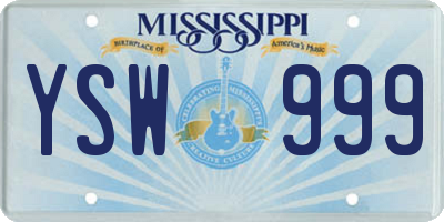 MS license plate YSW999