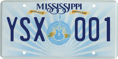 MS license plate YSX001