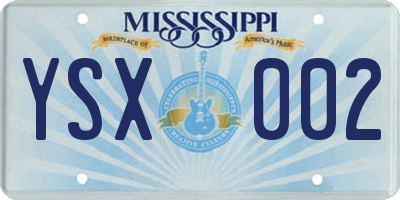 MS license plate YSX002