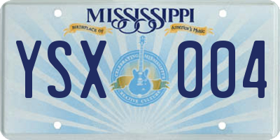 MS license plate YSX004