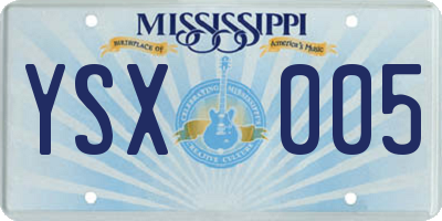 MS license plate YSX005