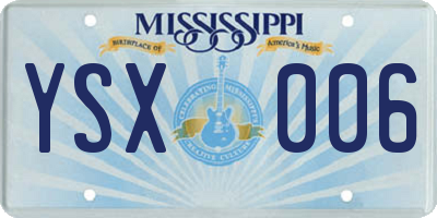 MS license plate YSX006