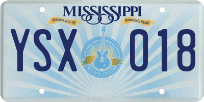 MS license plate YSX018