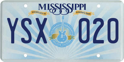 MS license plate YSX020