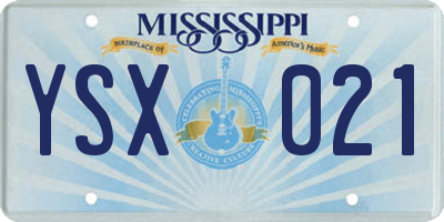 MS license plate YSX021