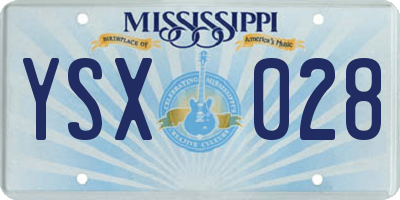 MS license plate YSX028