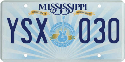 MS license plate YSX030