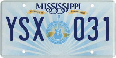 MS license plate YSX031