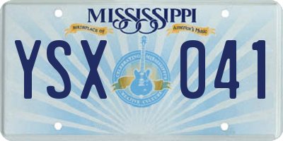 MS license plate YSX041