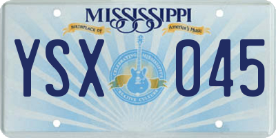 MS license plate YSX045