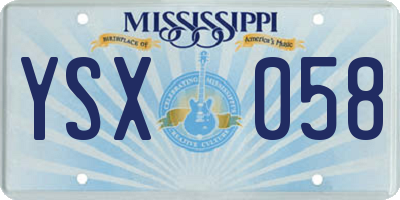 MS license plate YSX058