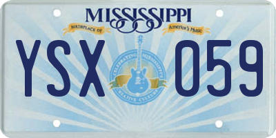MS license plate YSX059