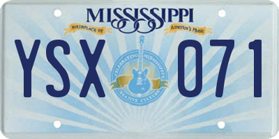 MS license plate YSX071
