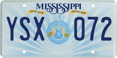 MS license plate YSX072