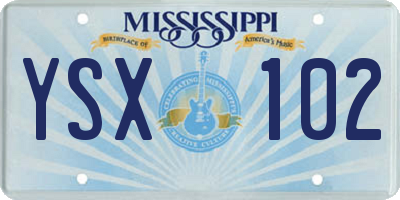 MS license plate YSX102