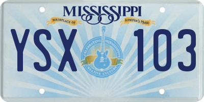 MS license plate YSX103