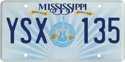 MS license plate YSX135