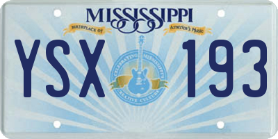 MS license plate YSX193