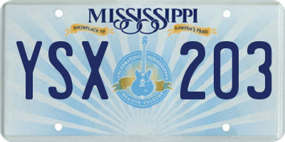 MS license plate YSX203