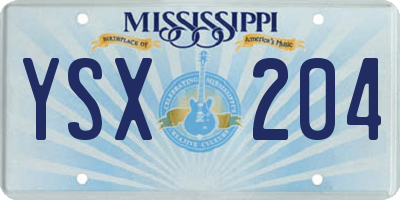 MS license plate YSX204
