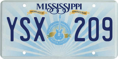 MS license plate YSX209