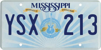 MS license plate YSX213