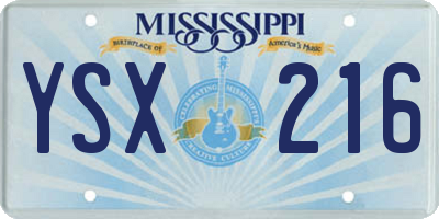 MS license plate YSX216