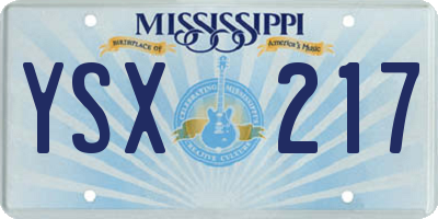 MS license plate YSX217