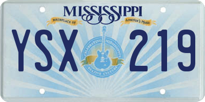 MS license plate YSX219