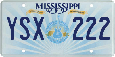 MS license plate YSX222