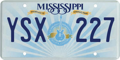 MS license plate YSX227