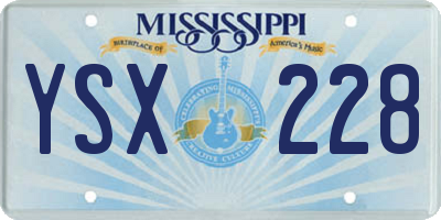 MS license plate YSX228