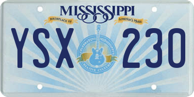 MS license plate YSX230