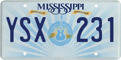 MS license plate YSX231