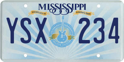 MS license plate YSX234