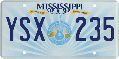 MS license plate YSX235