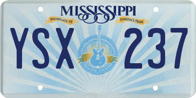 MS license plate YSX237