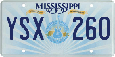 MS license plate YSX260