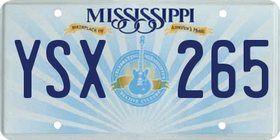 MS license plate YSX265