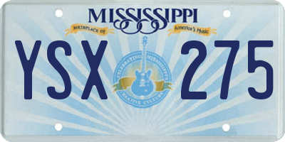 MS license plate YSX275