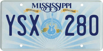 MS license plate YSX280